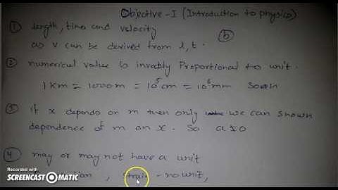 INTRODUCTION TO PHYSICS H C VERMA OBJECTIVE 1, 2,  IITJEE, AIPMT, NEET, AIIMS, CBSE, CLASS 11TH