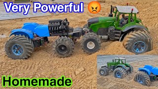 Very powerful tractor // RC // homemade Tochan testing // russian tank vs V8 Tractor