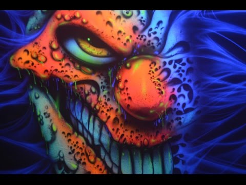  Airbrushing  3 evil clown Murals in 3D YouTube