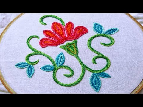 Hand Embroidery | Kashmiri/Kashida Embroidery with Chain Stitch | Hand Embroidery Designs #36