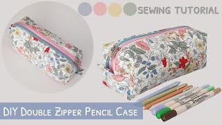 How to sew a double zipper pencil case | diy double zipper pencil pouch | two zipper pencil pouch