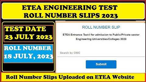 ETEA ENGINEERING entrance test Roll number (2022) | How to download from ETEA website