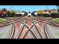 9 Realstic Trains Crossing By Bumpy🫠Branched Railroad Tracks | hydrogen trains indian railways