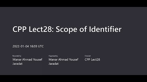 CPP Lect28:  Scope of Identifier