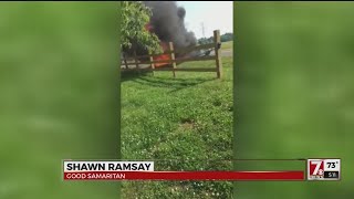 NC father & son rescue elderly disabled man from car fire