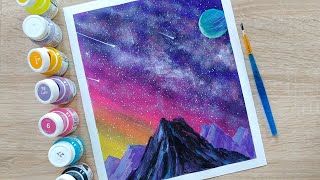 Рисуем млечный путь / звездное небо акрилом / как нарисовать ночное небо