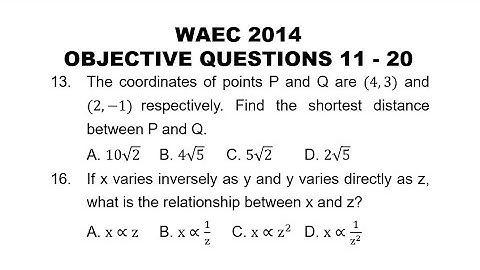 WAEC 2014 Mathematics Objective Questions 11-20