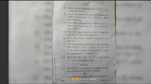4th Sem Ring theory question(CC-X) Which was conducted by FM University in 2022