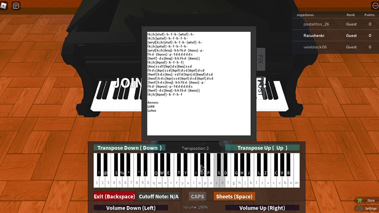 virtual piano notes