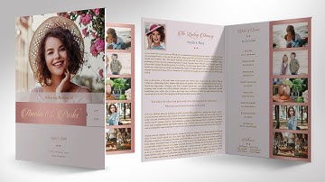 Remember Rose Gold Funeral Program Word Publisher Template V2 | 4 Pg | Change Colors | Size: 11”x17”