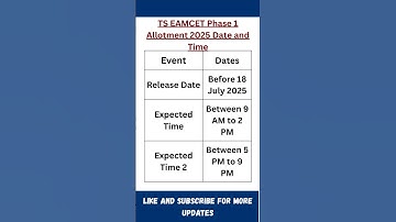 TS EAMCET 2025 Phase 1 Allotment Date & Time Announced!