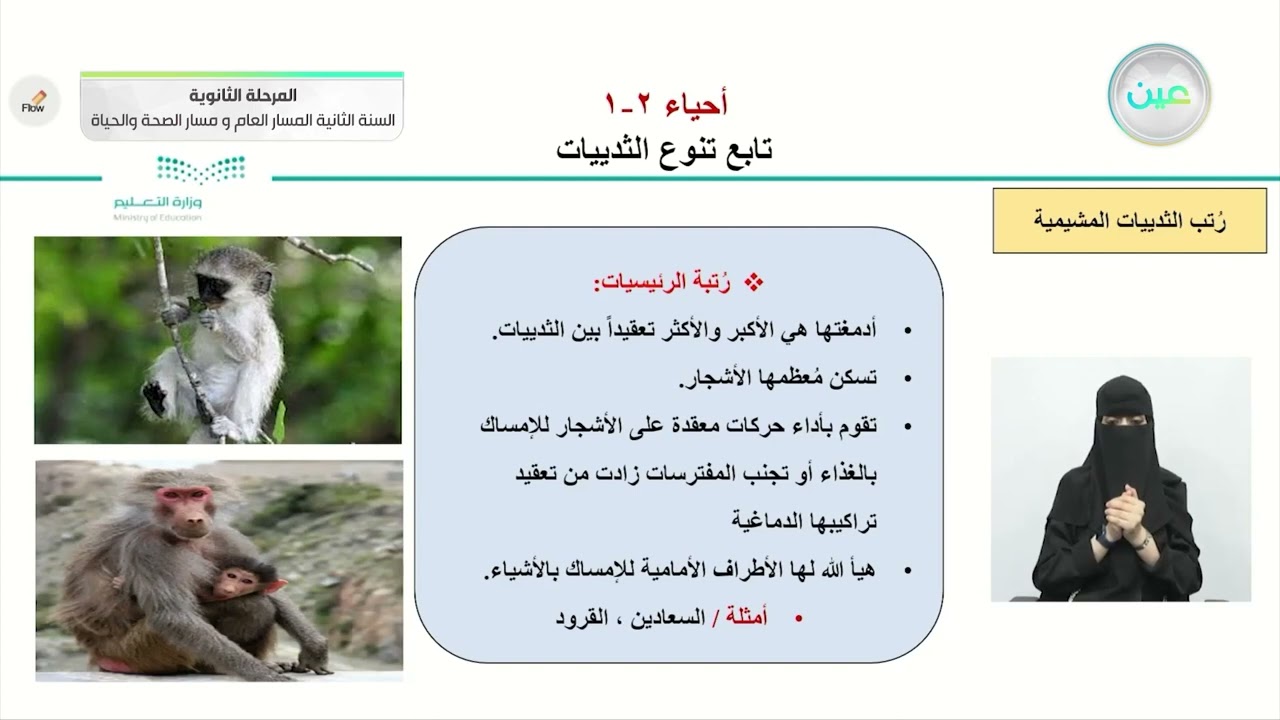 تابع تنوع الثدييات - الأحياء (2-1) - المسار العام والصحة والحياة - السنة الثانية