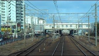 前方展望 2019.02.16 JR西日本 京都線 JR総持寺駅～摂津富田駅間 207系T11編成+S26編成7両編成 普通京都行き