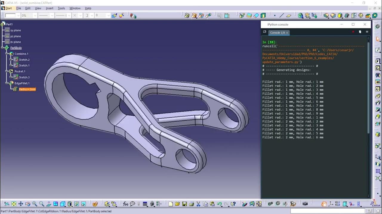 Update CAD parameters using Python scripts - PyCATIA module - YouTube