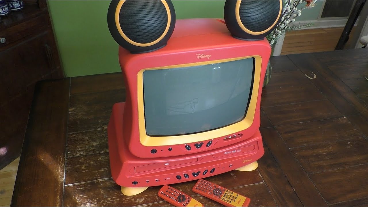 ディズニーテレビ　DVDも再生 Disney Mickey Mouse CRT TV with VHS & DVD Combo - YouTube