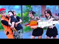 Pink Girl Nerf : ZOMBIE GIRL ESCAPE PREGNANCY PRANK BATTLE Nerf Guns Fight Criminal