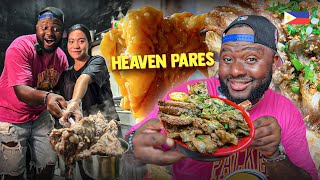 FOREIGNER Eating FILIPINO FOOD FOR THE FIRST TIME| HEAVEN Pares & CARDIAC PARES - Heart Attack Tour!