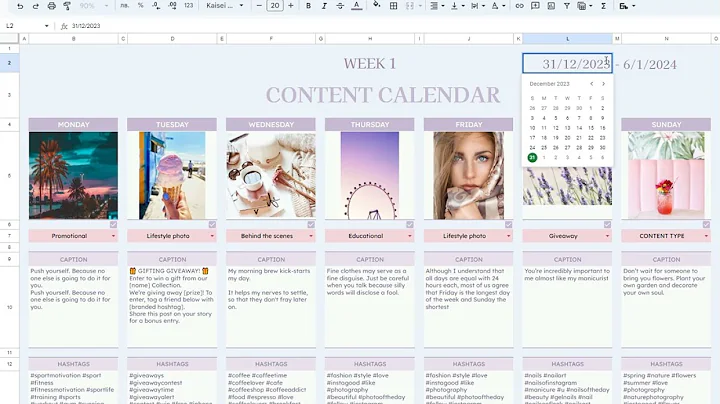 Social Media Content Calendar Google Sheets