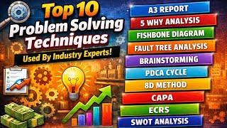 Top 10 Problem Solving Techniques|Tools Used By Industry Experts | A3 | 5Why | Fishbone | FTA | PDCA