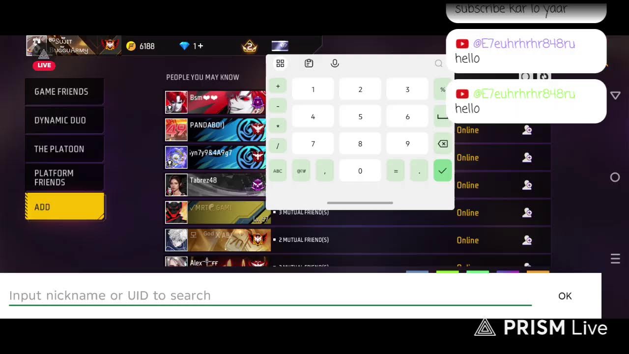 Live streaming of SUJIT FF 10M