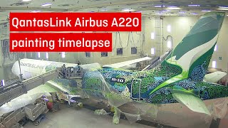 Painting timelapse of QantasLink Airbus A220 'Minyma Kutjara Tjukurpa' Resimi