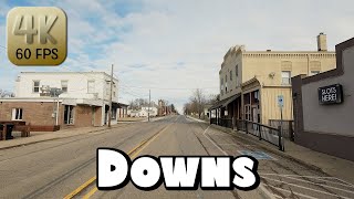 Driving Around Small Town Downs, Illinois in 4k Video