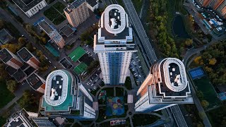 Раменки. ЖК Воробьёвы горы. Мосфильмовский пруд. Москва [Drone 4K 60fps]