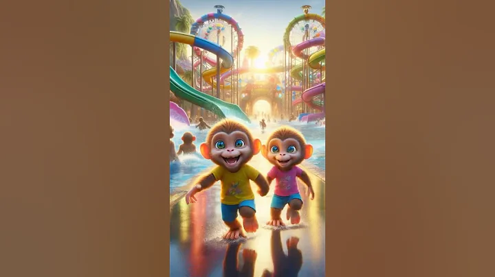 🐵MONKEYS and WATER PARK😍😍🌊#monkey #cute #animallife #waterpark #funny