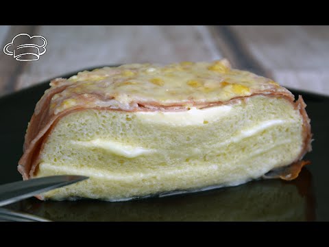 Pastel de jamón y queso con pan de molde al horno. Ideal para un cumpleaños de los niños