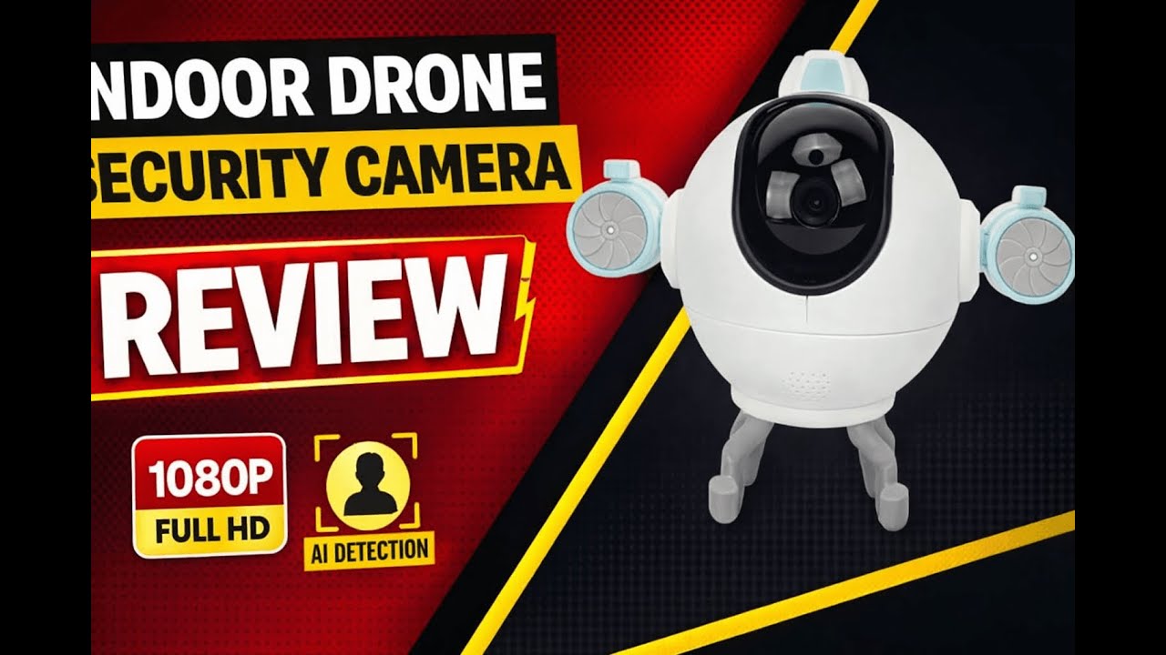 Review - 1080P Indoor Drone Security Camera with AI Detection, Powerful Lens, 24 Hour Sec