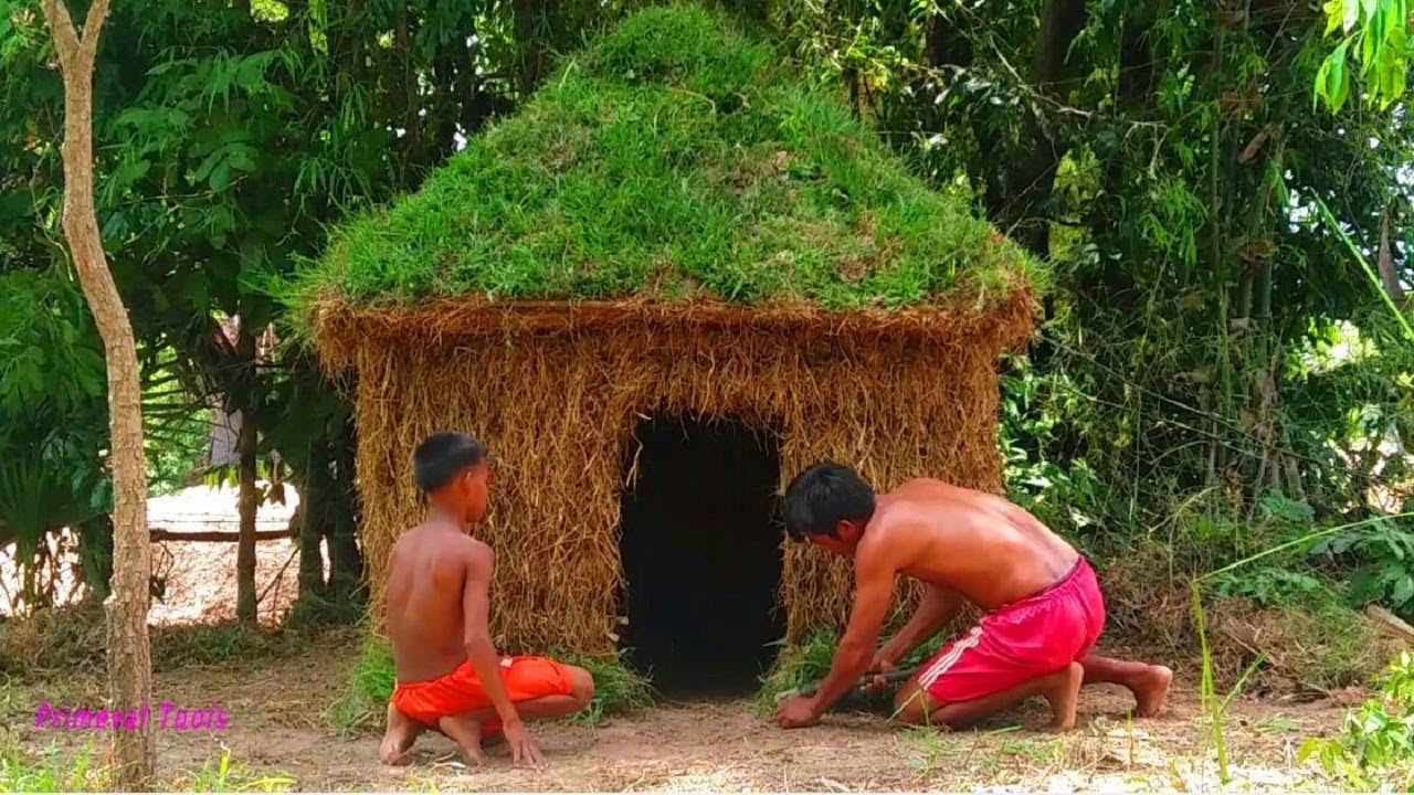 Primitive Tools : Build Mini house in Cambodia