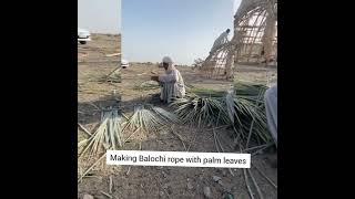 ساخت طناب بلوچی با برگ نخل(Making Balochi rope with palm leaves) بلوچستان  نخل ساخت آموزش