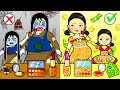 OMG! Who Can Win The Makeup Contest? - Rich Squid Game VS Poor Sadako | DIY Paper Dolls & Cartoon