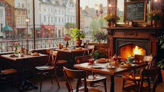 Cozy Rainy Cafe ☕ Smooth Jazz Music, Fireplace Sounds & ASMR Ambience for Stress Relief