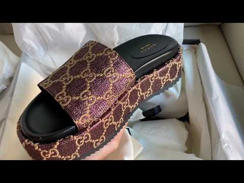 GUCCI 60MM ANGELINA GG LAMÉ PLATFORM 