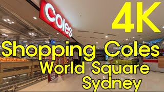 Shopping Coles, World Square, Sydney, Australia - 4K