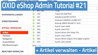 Oxid eShop Admin Tutorial #21 - Artikel verwalten - Artikel