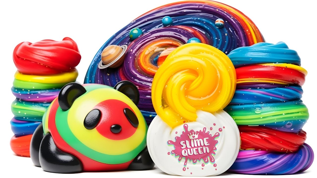 Satisfying ASMR  Rainbow Slime Swirls Compilation in 1 minutes. 