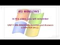 Mswindows questions and answers computer skill  adityasahu creations