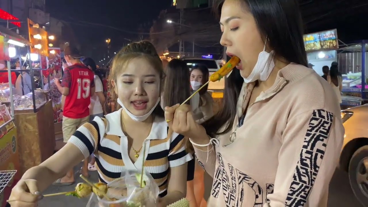 พาน้องลินดาสาวงาม เมืองปากกระดิ่ง มาหาของกิน ที่ เวียงจันทน์  street Food in Laos