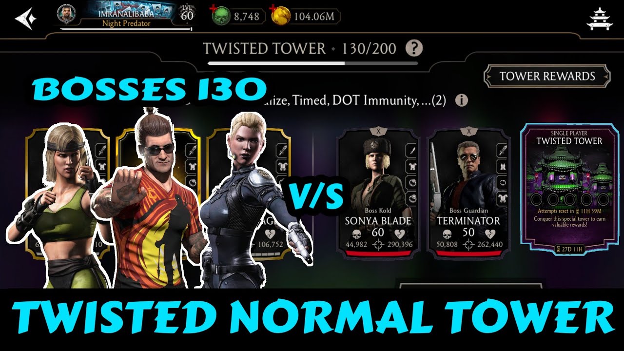 Mk Mobile | Twisted Tower | Battle 130 Bosses | Beat By Gold Team