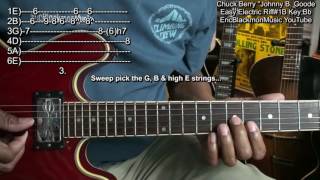 Video thumbnail of "How To Play Chuck Berry Johnny B. Goode 1B Guitar Riff Lesson 1B @EricBlackmonGuitar GUITAR LESSONS"