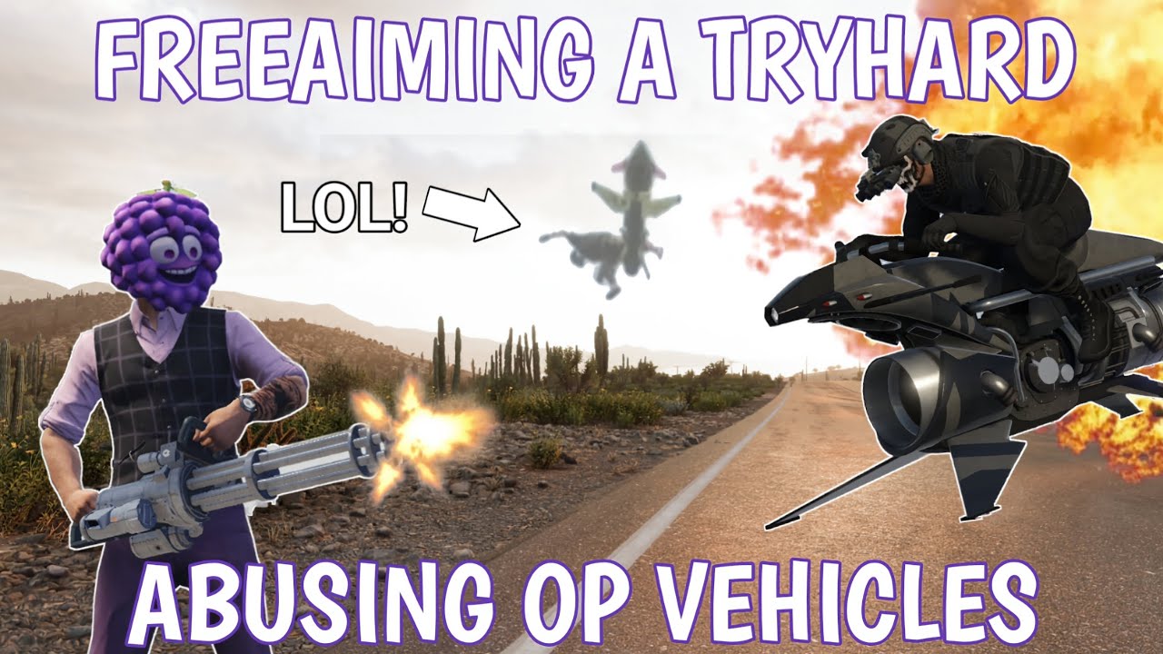 Tryhard Abusing OP Vehicles & Still Couldnt Keep Up in Free Aim
