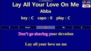Lay All Your Love On Me - Abba  ( Karaoke & Easy Guitar Chords  ) Key :  C