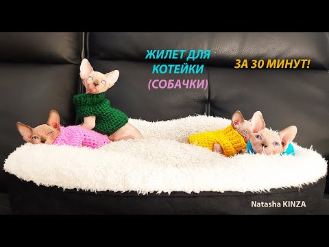 Кофточка с котиками крючком видео