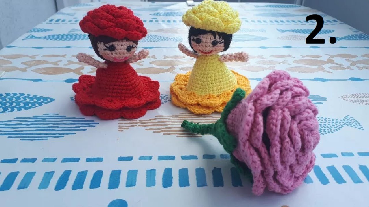 TIĞ İŞİ GÜL BEBEK YAPIMI 2. Bölüm (Crochet rose doll making)