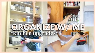 ORGANIZE &amp; UNPACK OUR KITCHEN | kitchen upgrades, small pantry organization &amp; cleaning motivation