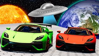 Racing Supercars on a DANGEROUS Futuristic Space Track in BeamNG Drive Mods! screenshot 5