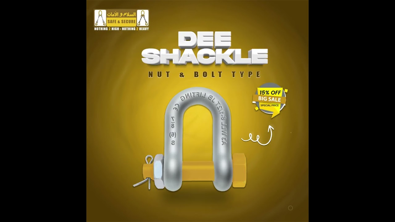 D Shaped Forged Chain Shackle With Bolt Pin