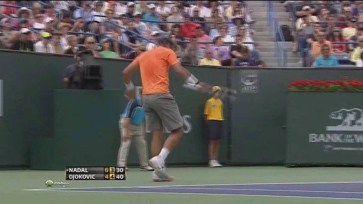 NADAL angry ,  almost smash his racket !!